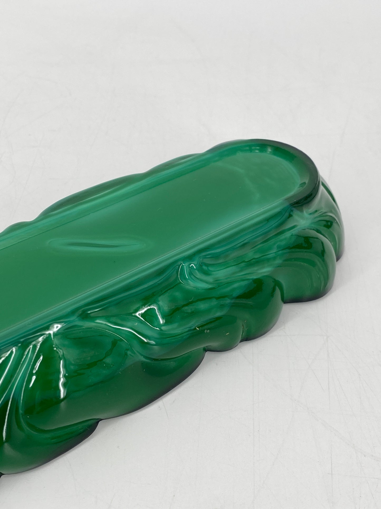 Art Deco Ablageschale von Hoffmann & Schlevogt aus grünem Malachitglas