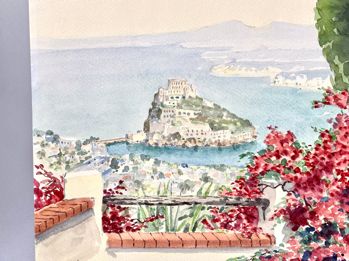 Castello Aragonese, Ischia. Aquarell-Ansicht