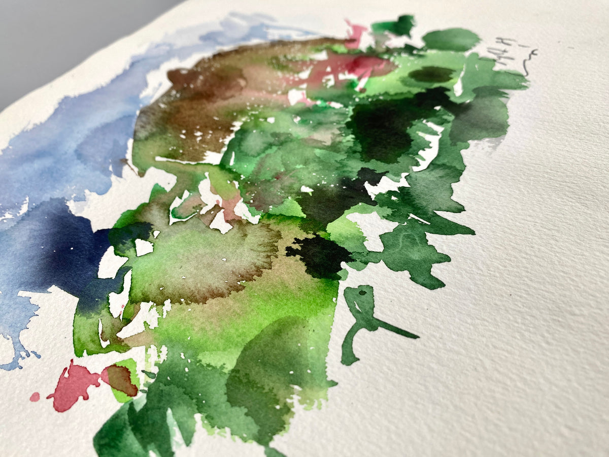 Sylter Ansicht. Aquarell in abstrahierendem Stil
