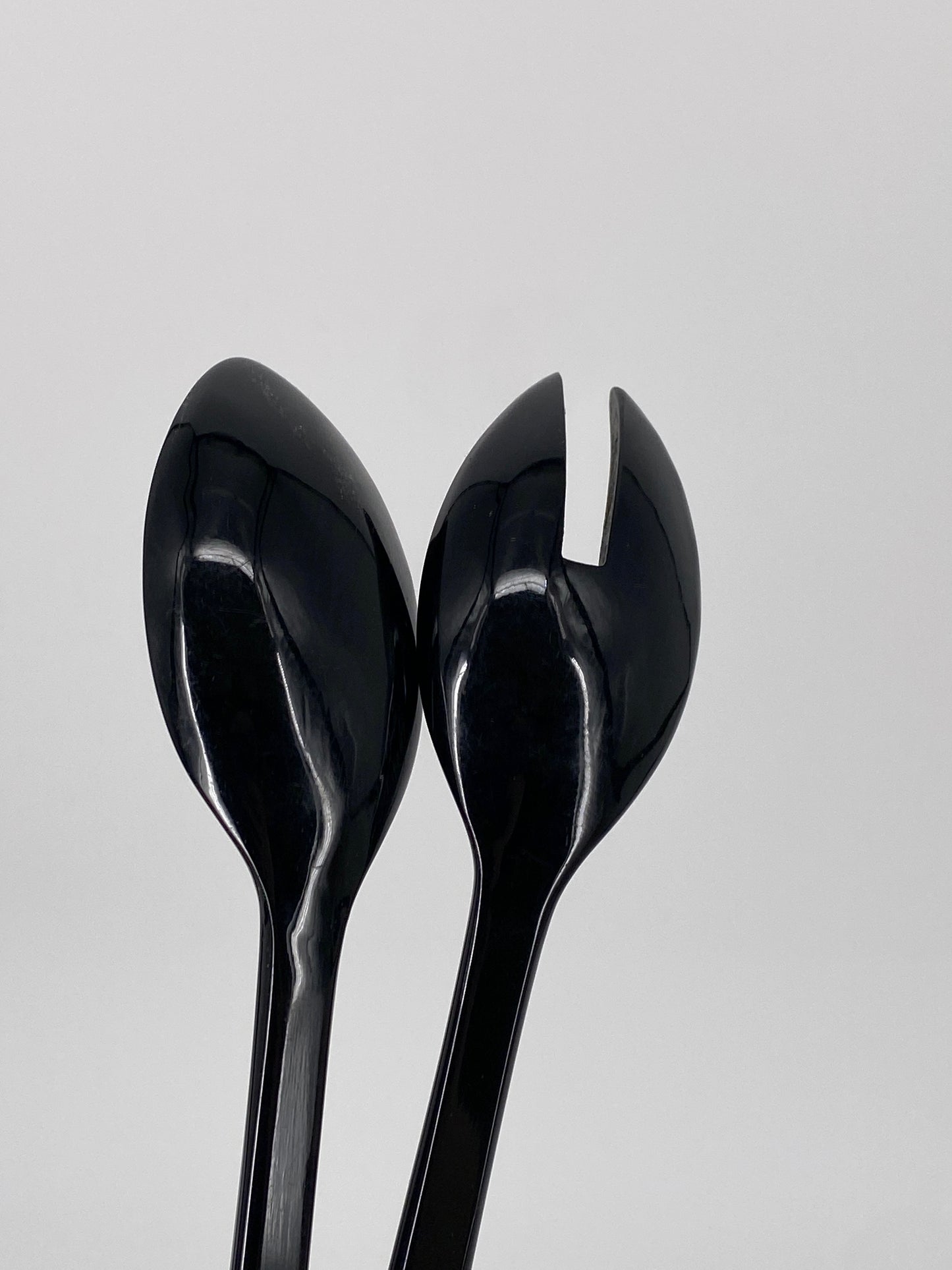 schwarzes, großes Salatbesteck mit Griffen aus 925er Silber von Hermann Bauer, 1960er