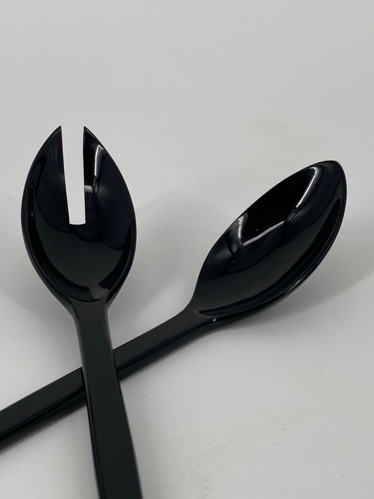 schwarzes, großes Salatbesteck mit Griffen aus 925er Silber von Hermann Bauer, 1960er