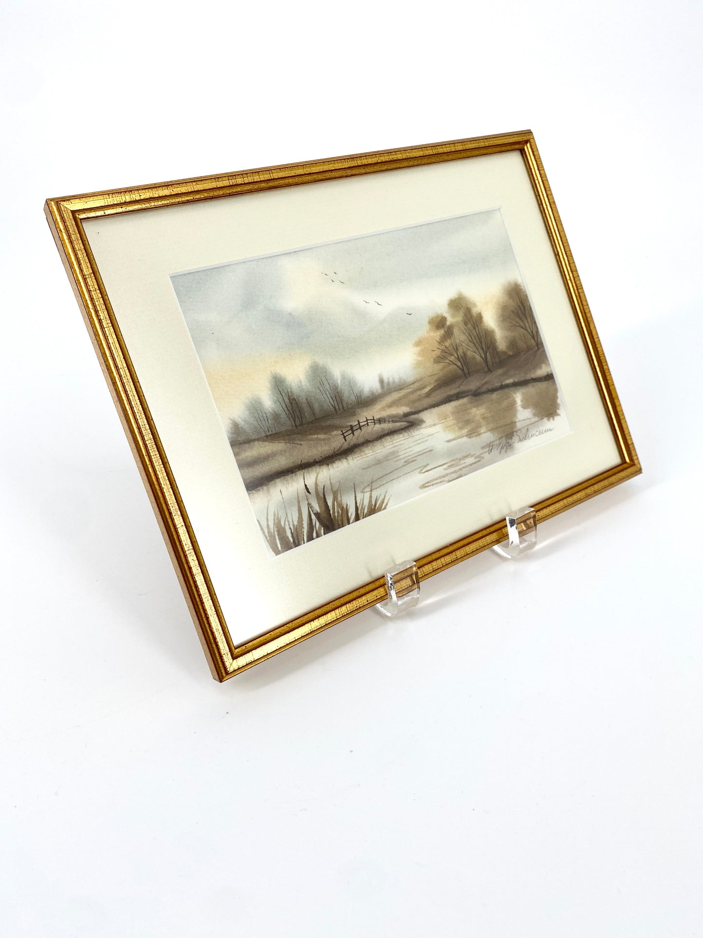 Kleine Herbstlandschaft. Tusche auf Papier, gerahmt.