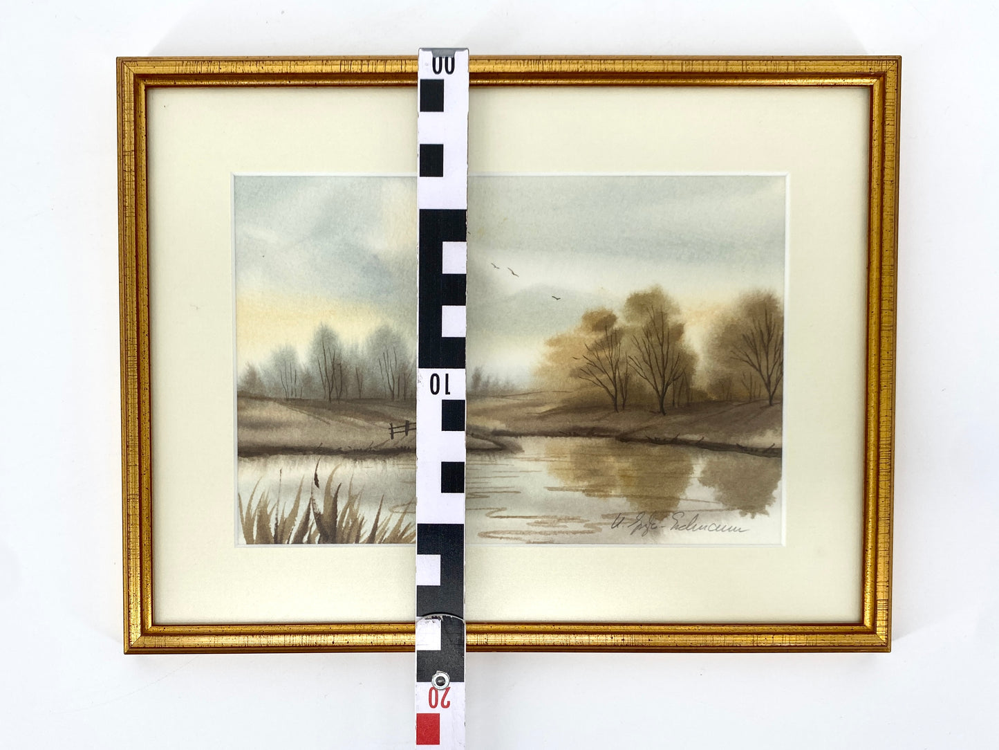 Kleine Herbstlandschaft. Tusche auf Papier, gerahmt.