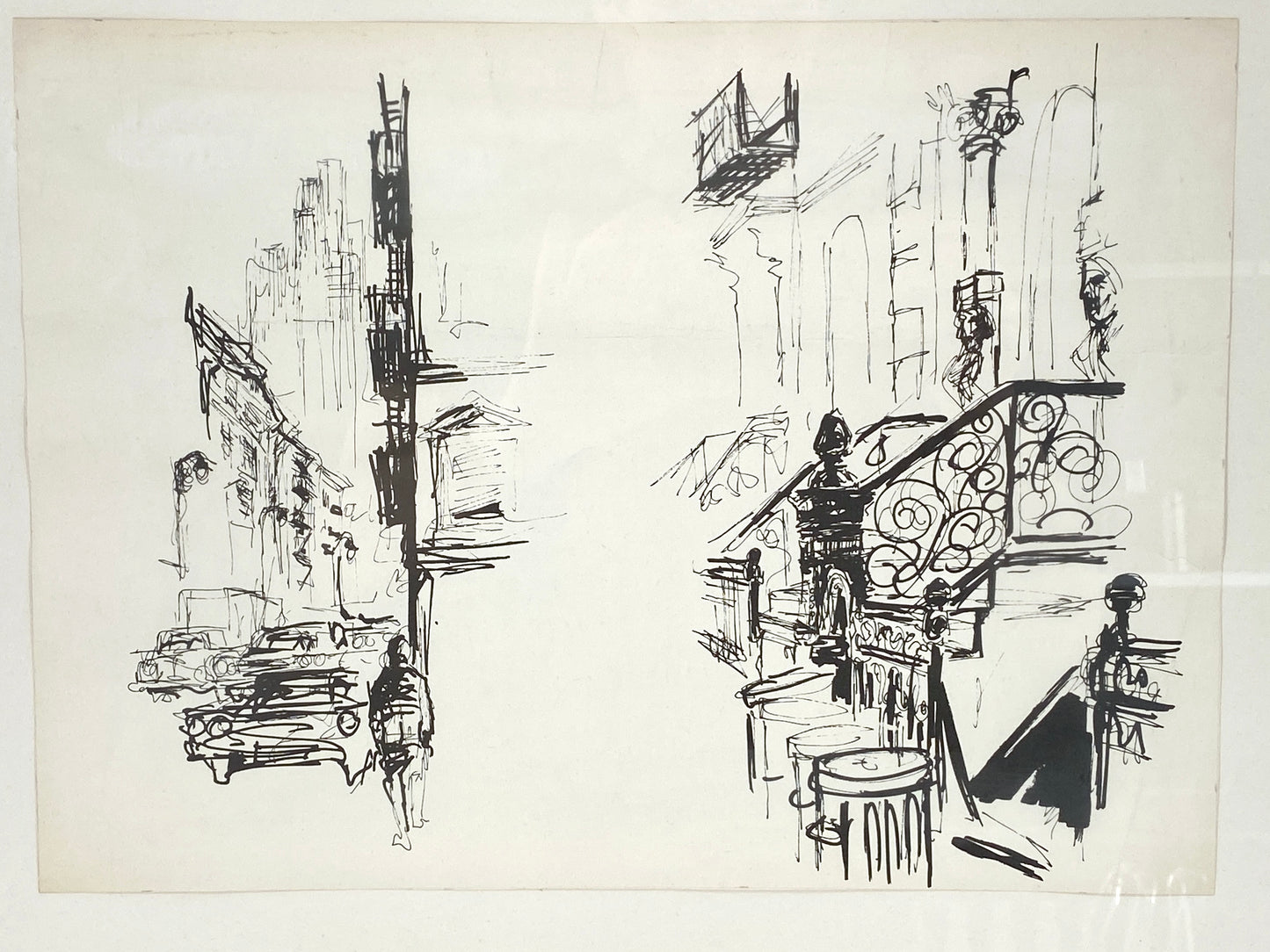 New Yorker Straßenszenen. Tusche auf Papier.