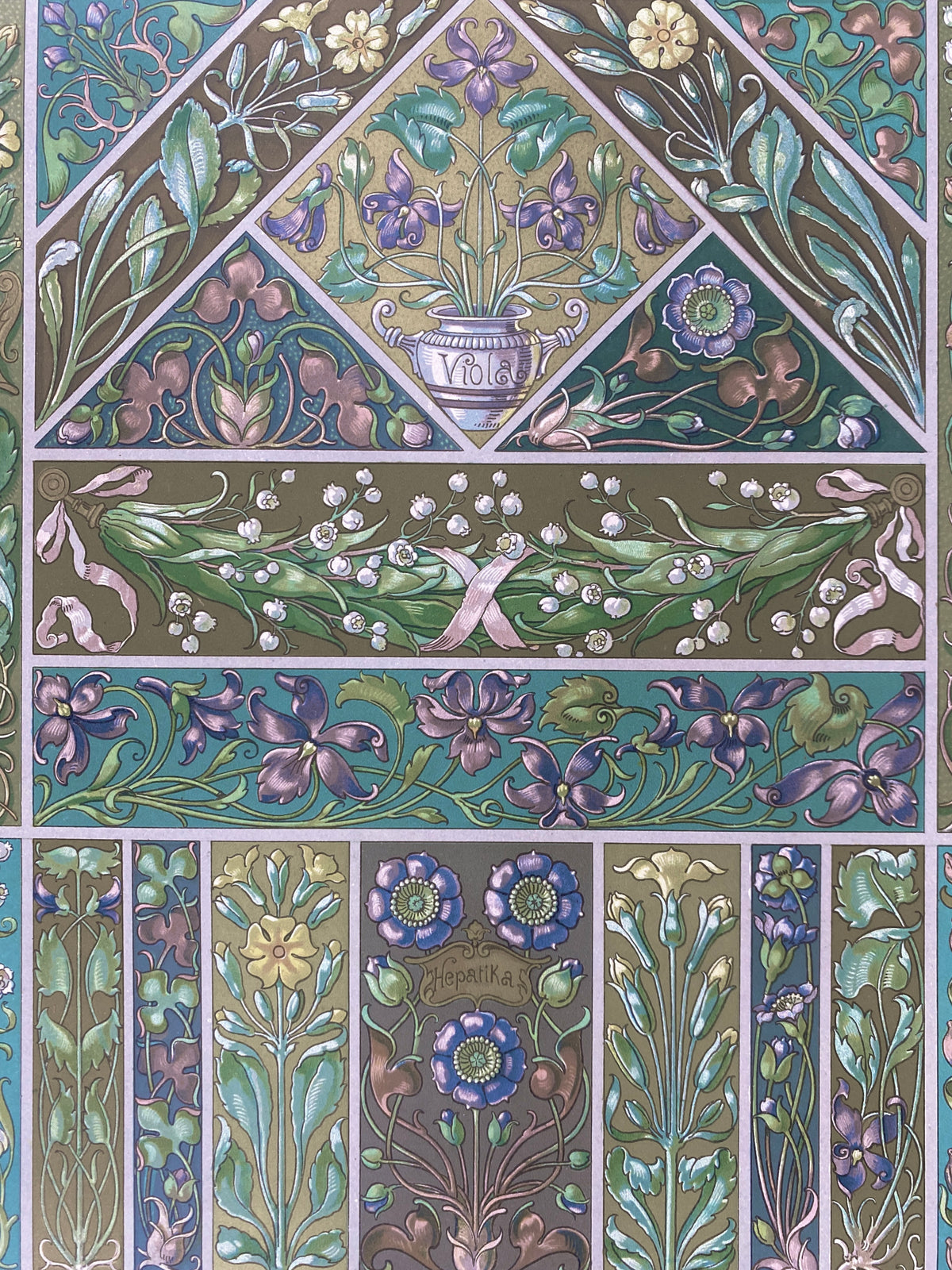Blüten. Aus: Anton Seder - Die Pflanze in Kunst und Gewerbe. Blatt 57, Original Jugendstil.
