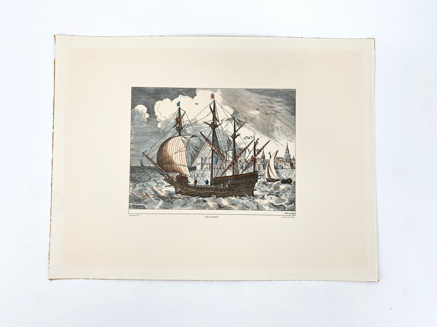 Peter Bruegel - 2x Sailing Vessels. Radierung