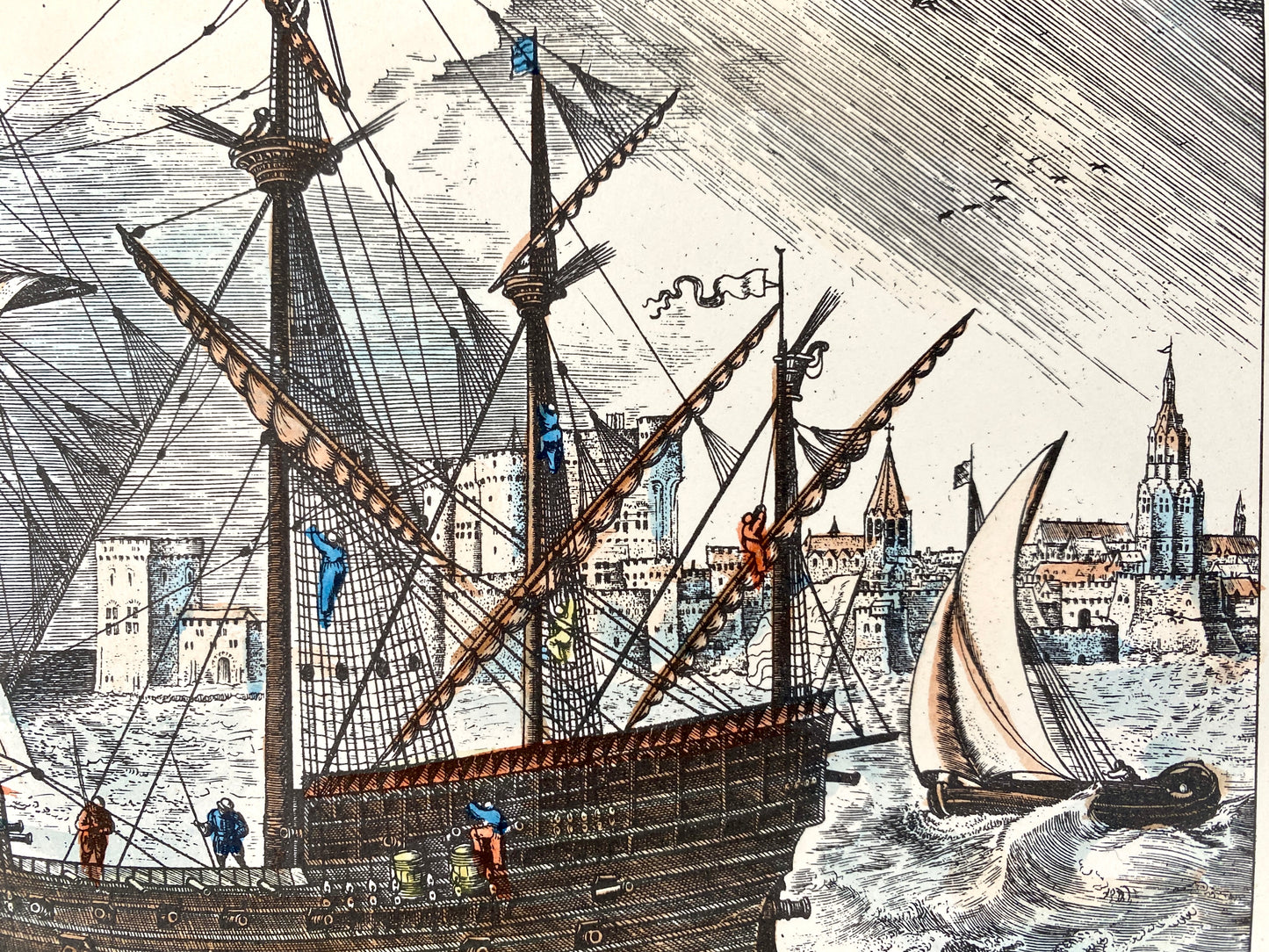 Peter Bruegel - 2x Sailing Vessels. Radierung