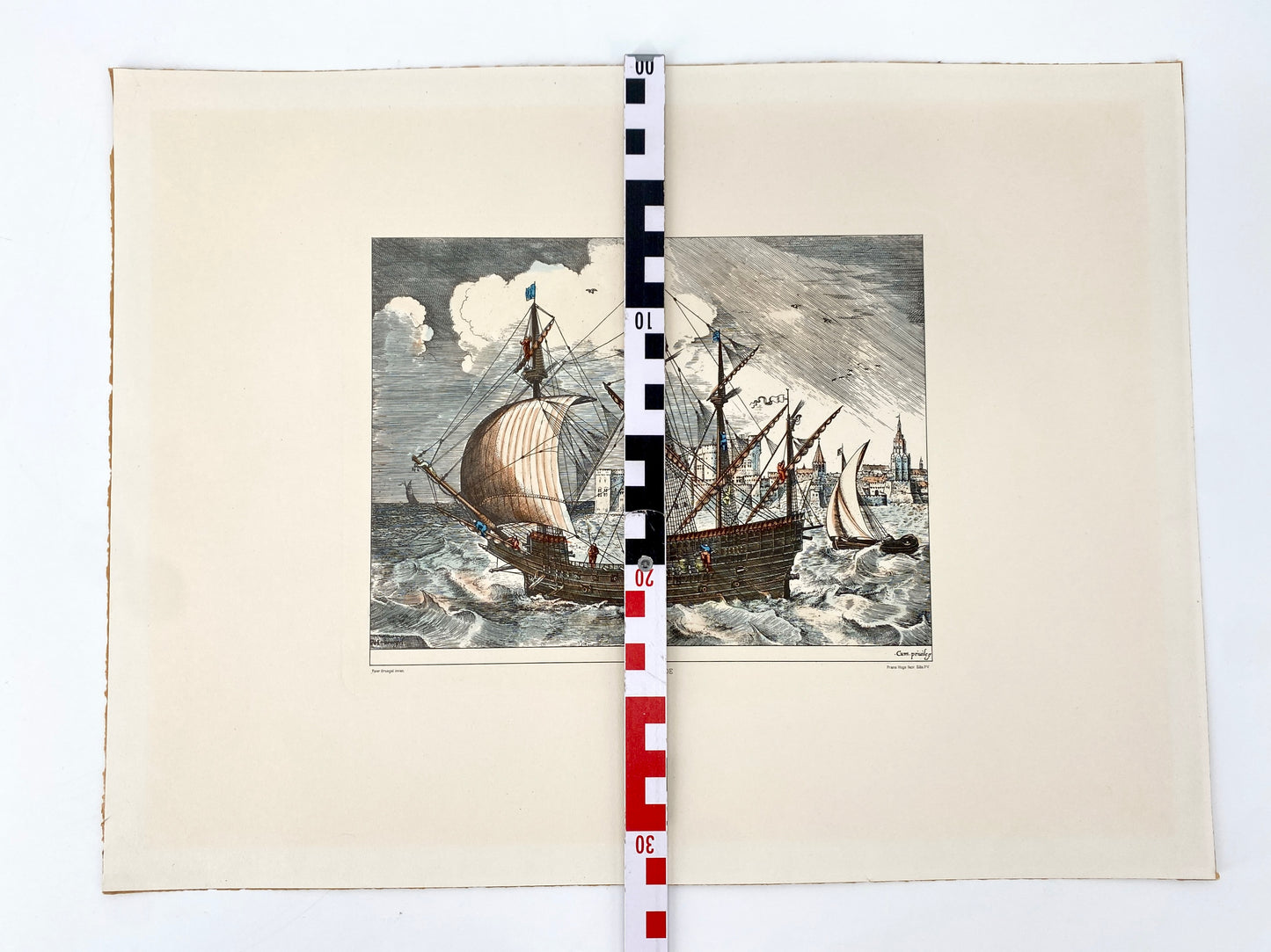 Peter Bruegel - 2x Sailing Vessels. Radierung