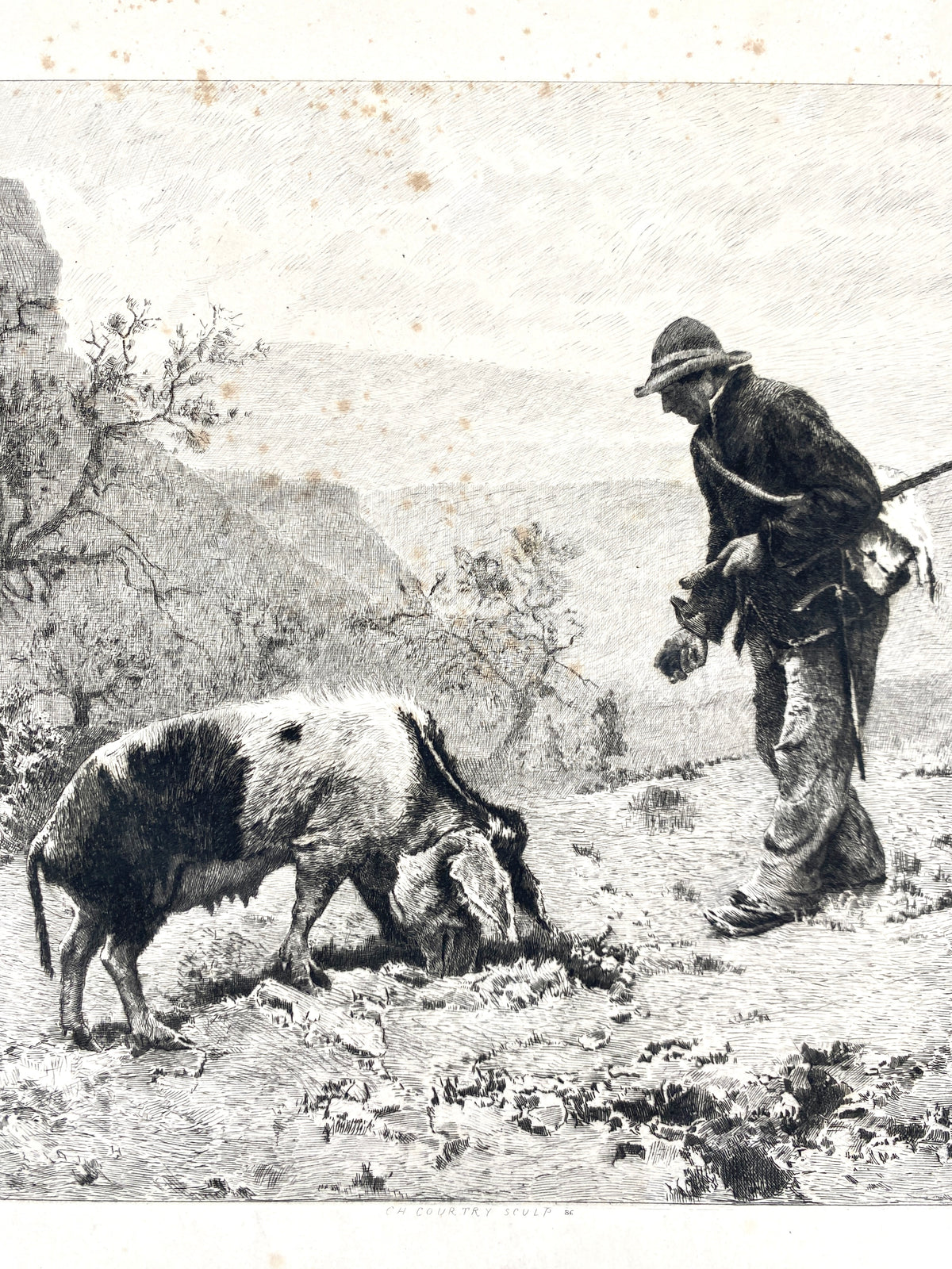 Paul Vayson - Recherche de la Truffe. Radierung