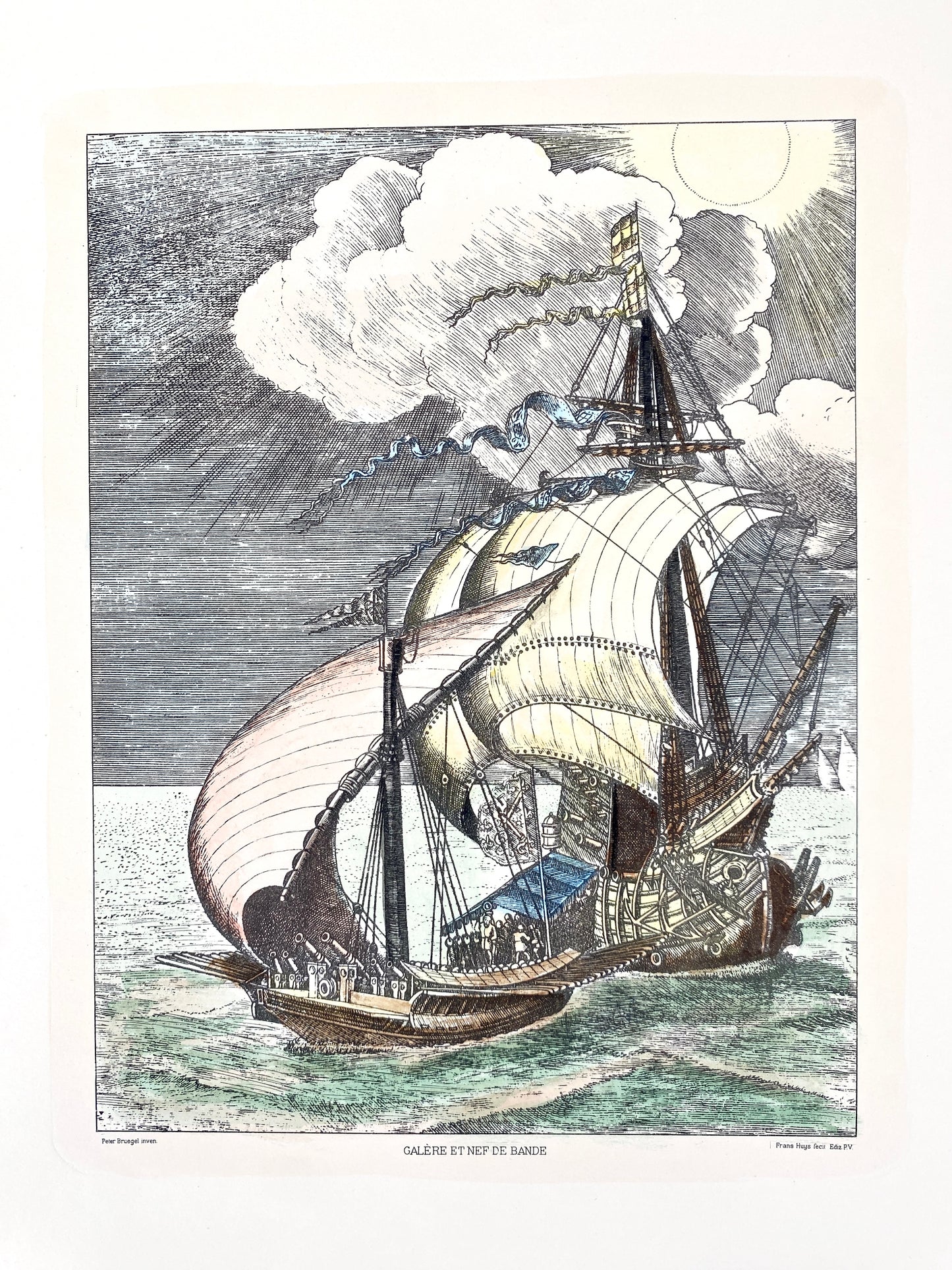 Peter Bruegel - 2x Sailing Vessels. Radierung