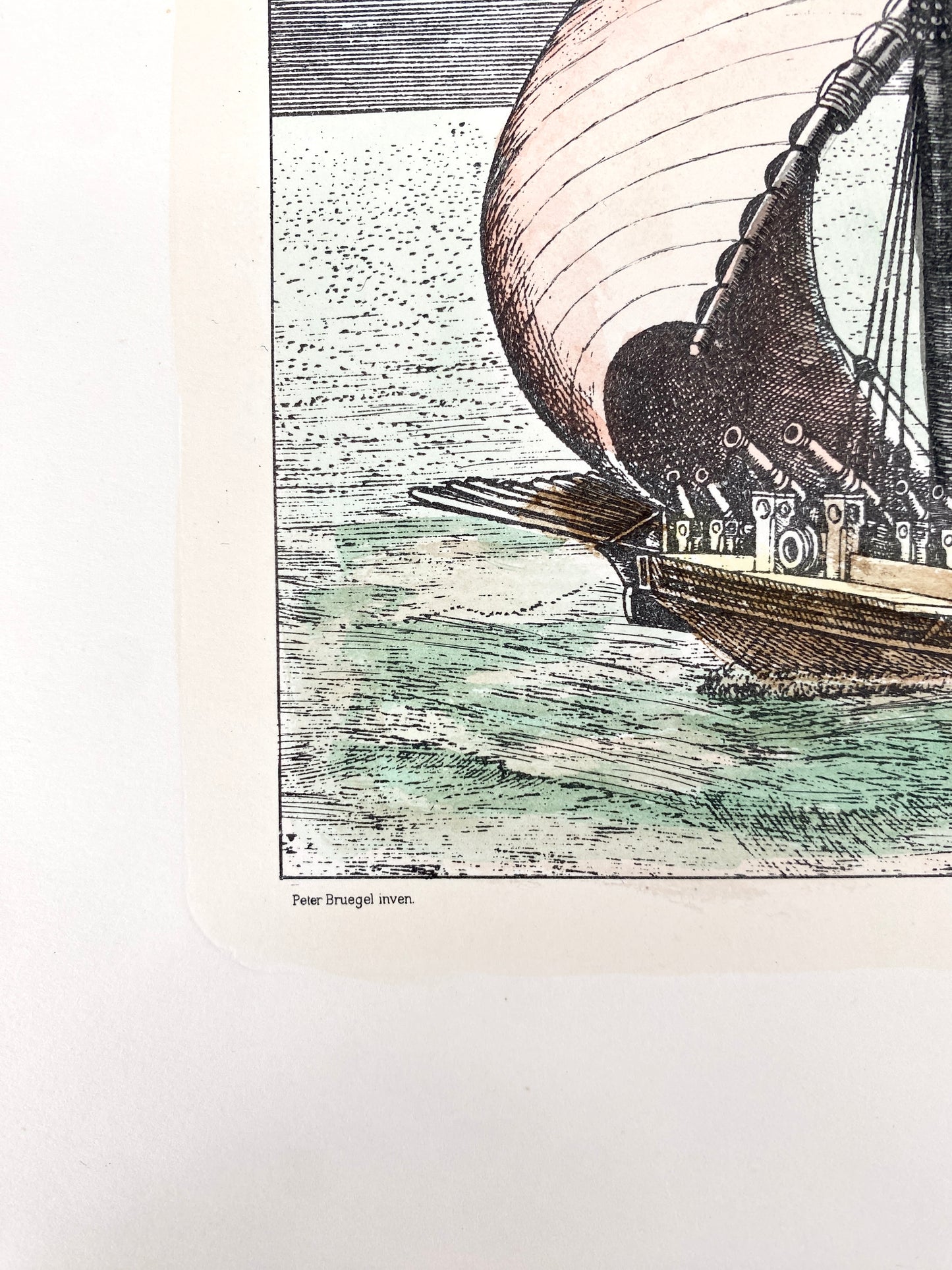 Peter Bruegel - 2x Sailing Vessels. Radierung