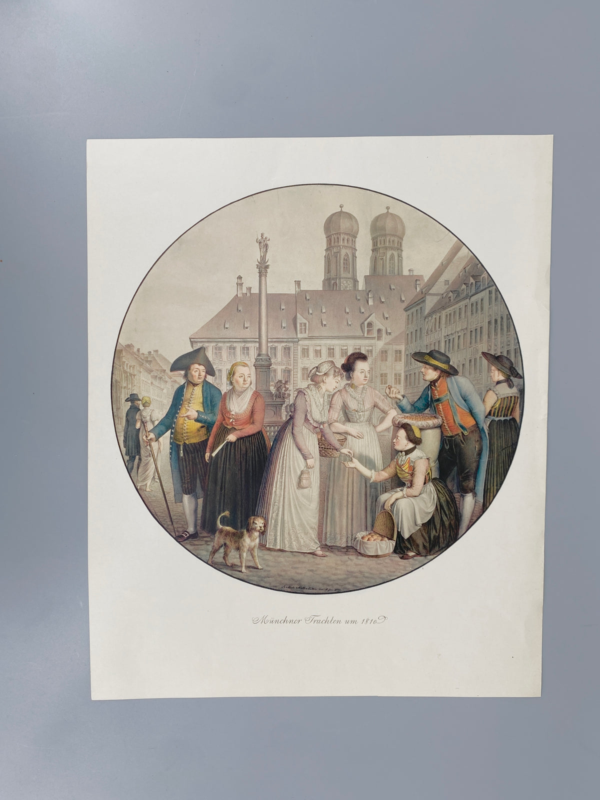 Münchener Trachten um 1810. Genre-Kunstdruck nach einem Aquarell