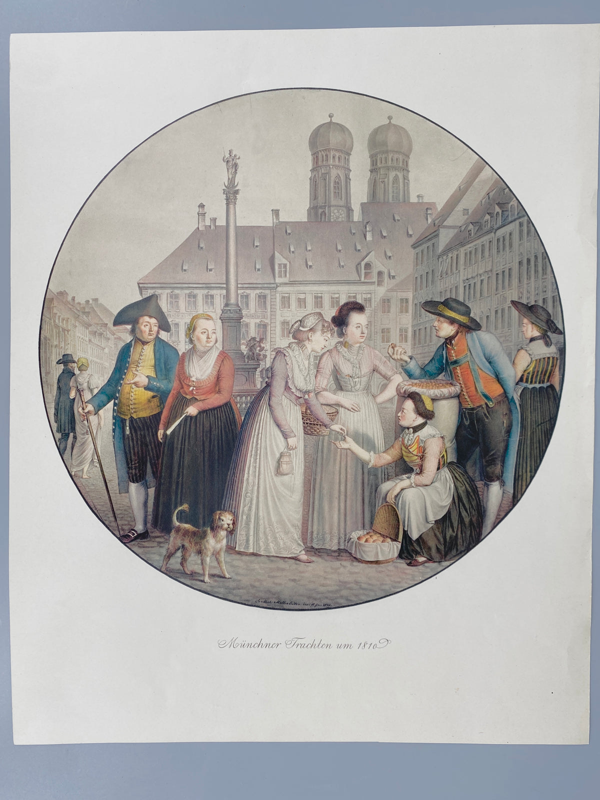 Münchener Trachten um 1810. Genre-Kunstdruck nach einem Aquarell