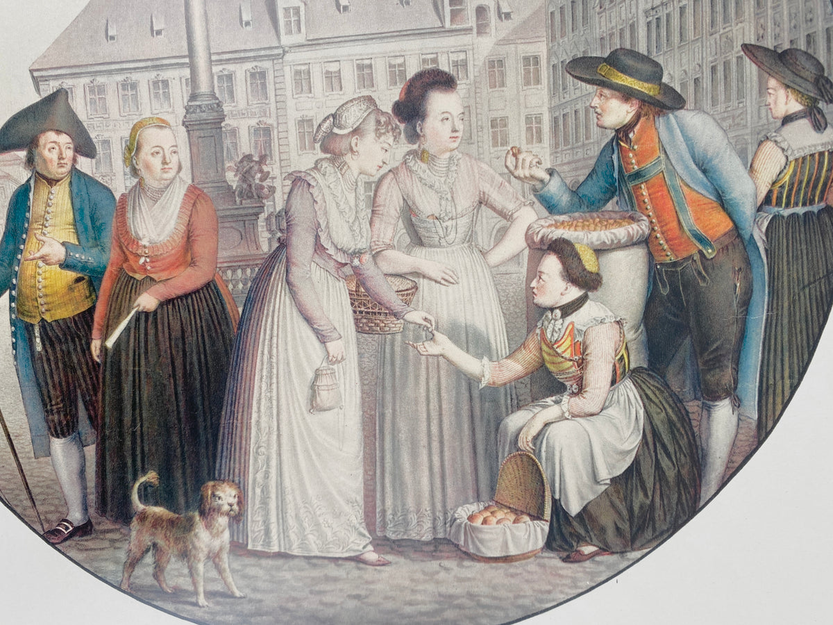 Münchener Trachten um 1810. Genre-Kunstdruck nach einem Aquarell