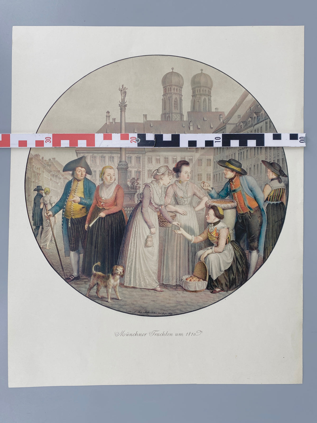 Münchener Trachten um 1810. Genre-Kunstdruck nach einem Aquarell