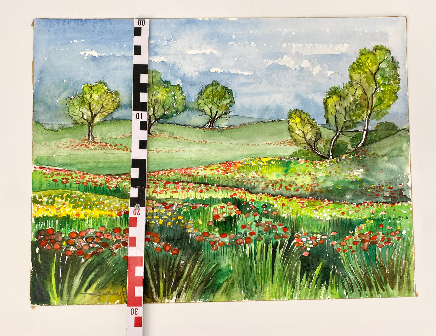 3x Aquarelle. A. Bethke, Blühender Frühling