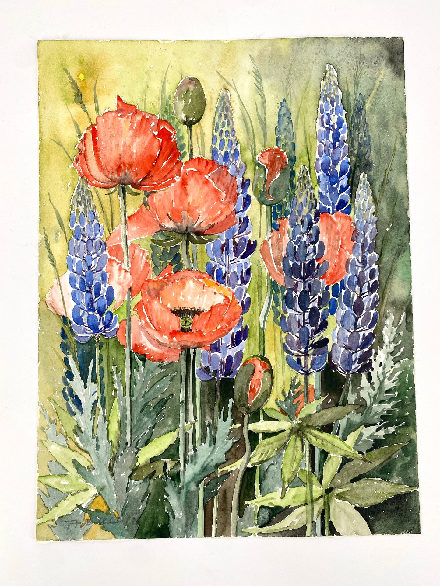 3x Aquarelle. A. Bethke, Blühender Frühling