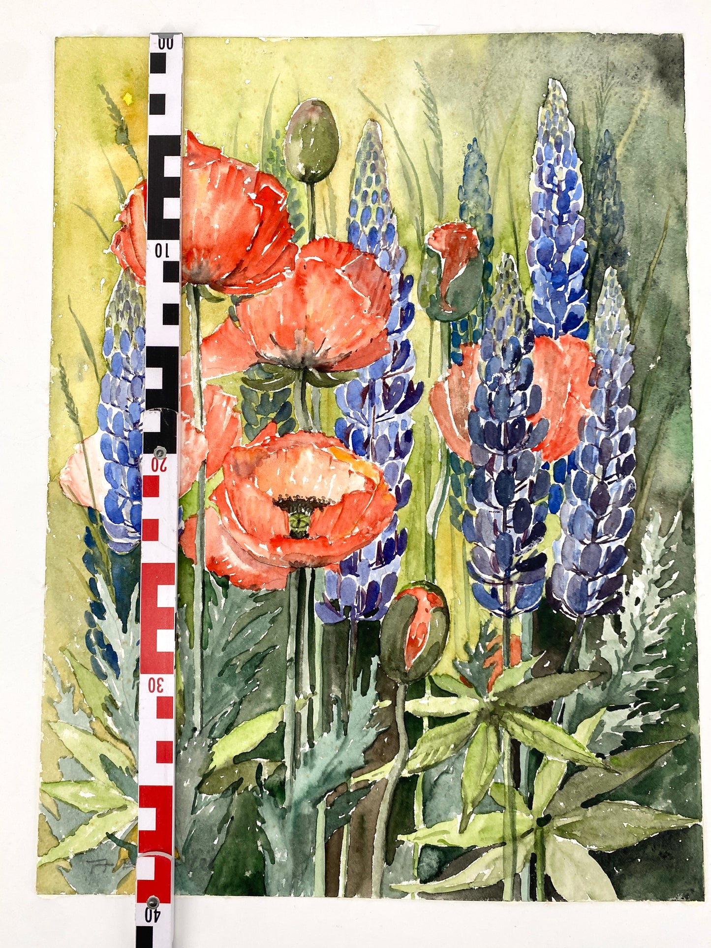 3x Aquarelle. A. Bethke, Blühender Frühling