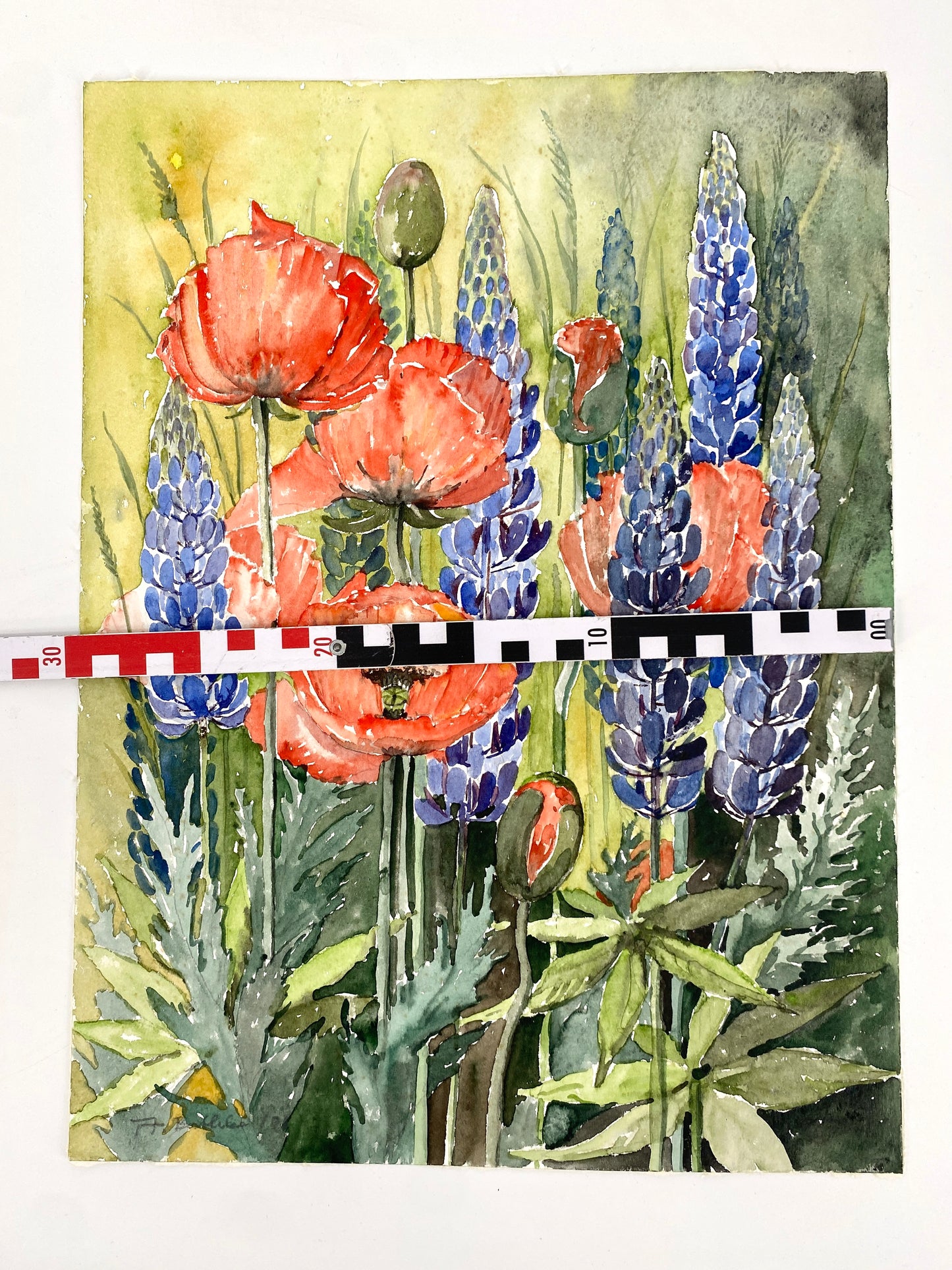 3x Aquarelle. A. Bethke, Blühender Frühling