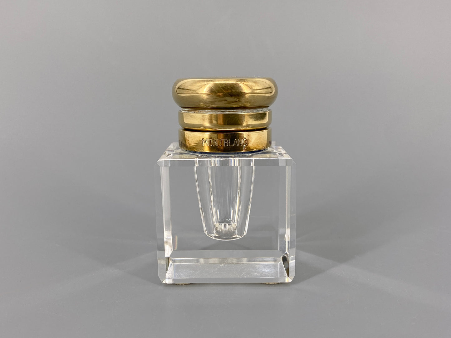 Montblanc Meisterstück Tintenfass aus Bleikristall und Messing, Deutschland, 1980er