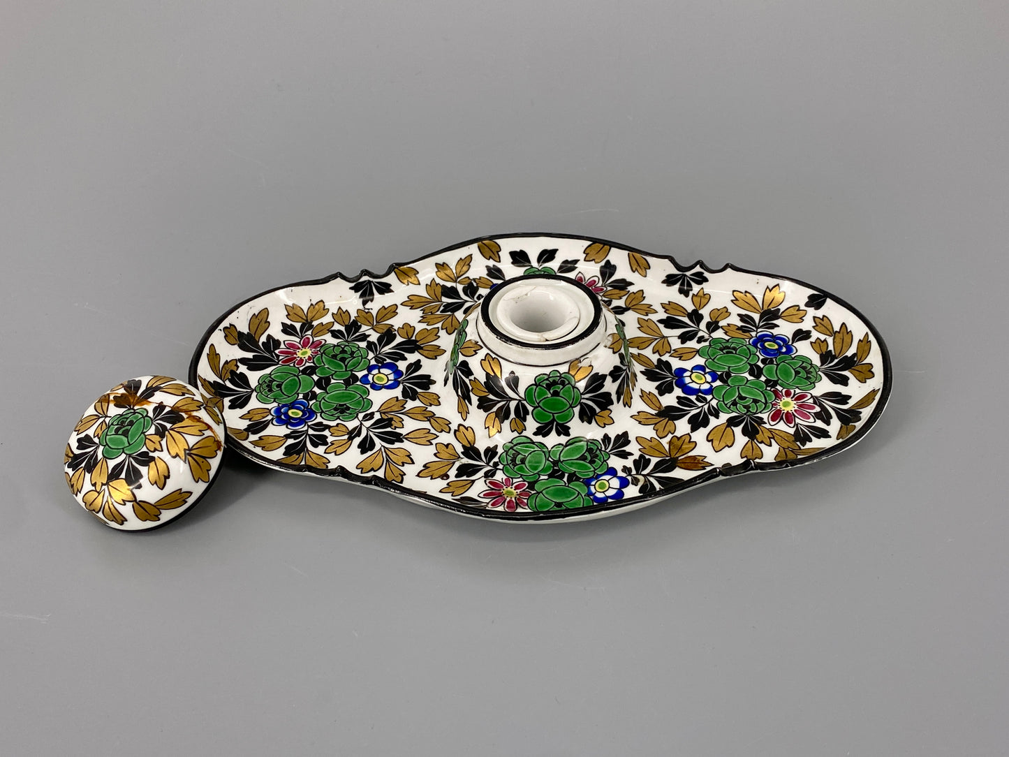 florales Tintenfass aus Porzellan von Heubach, Deutschland, 1920/30er