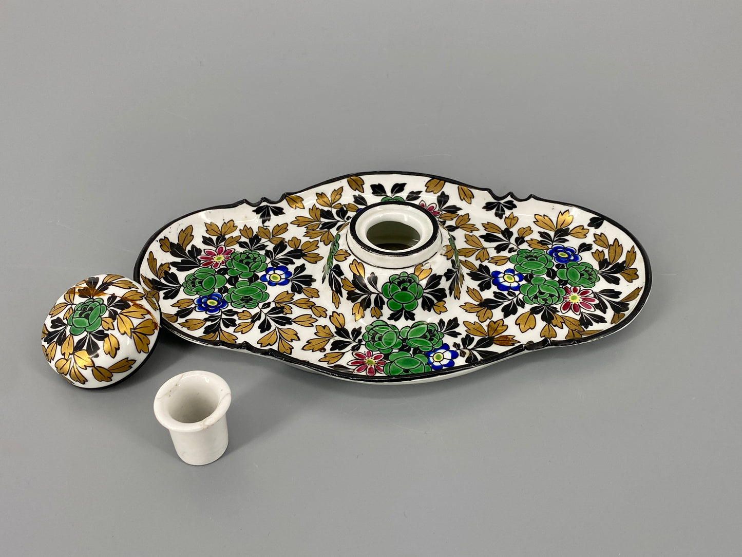 florales Tintenfass aus Porzellan von Heubach, Deutschland, 1920/30er
