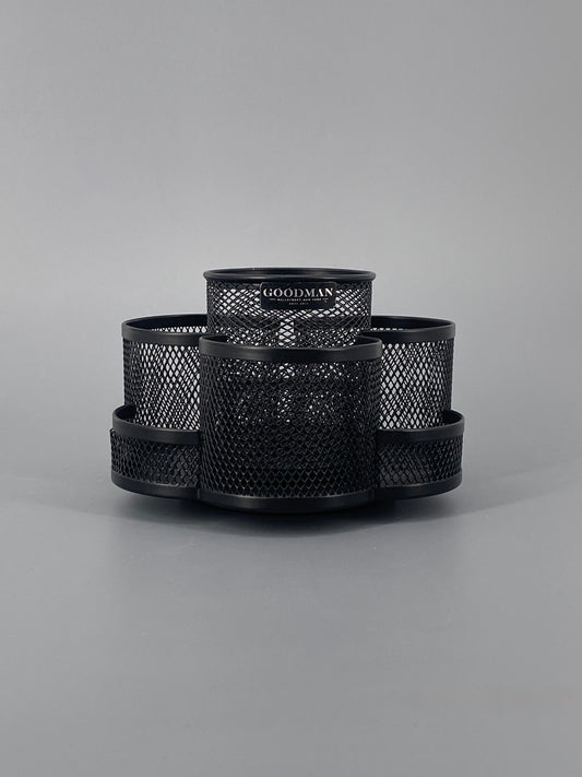 Drehbarer Schreibtisch Organizer / Stiftehalter in Schwarz