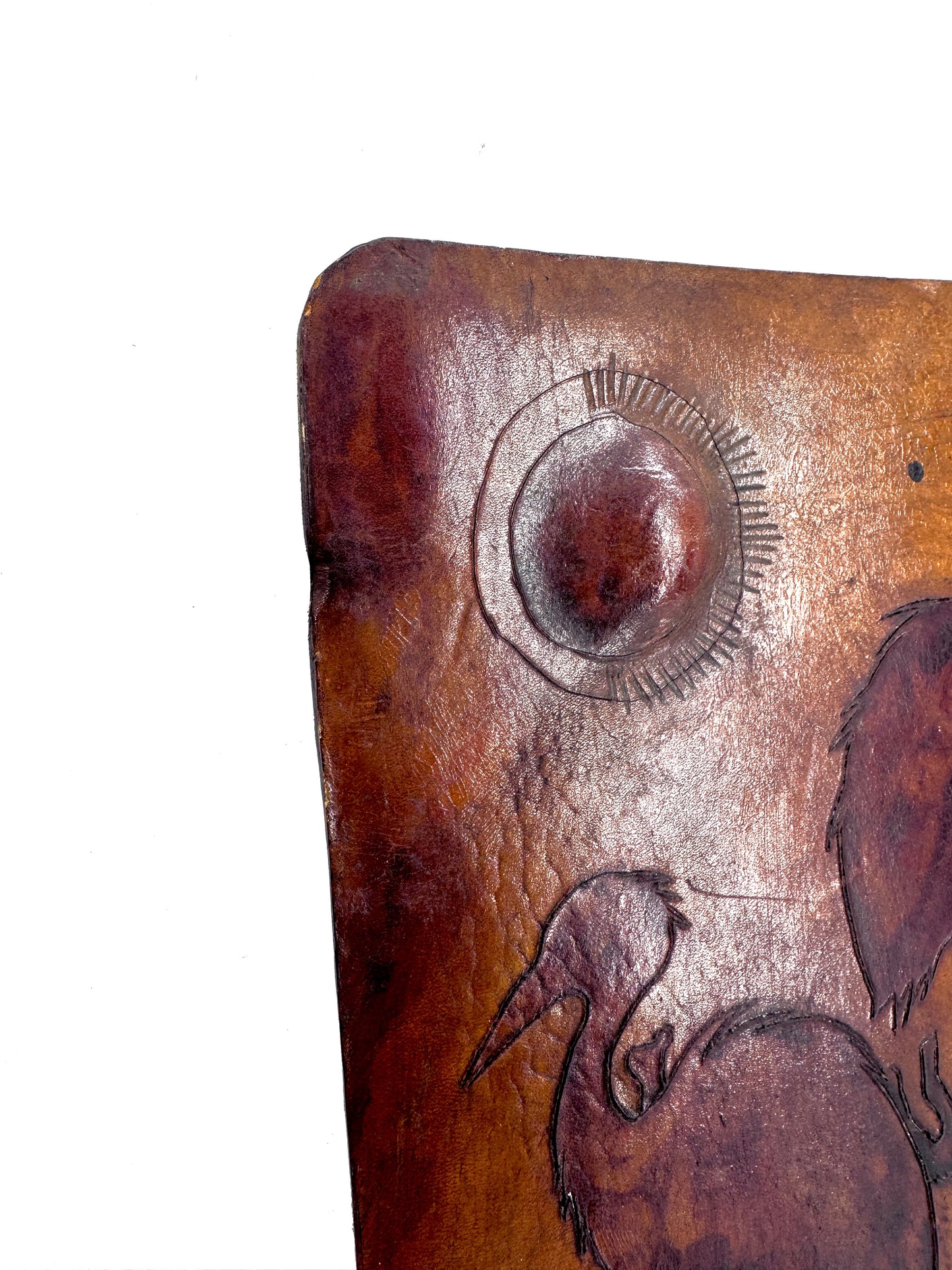 Wandbild Kraniche, Leder punziert