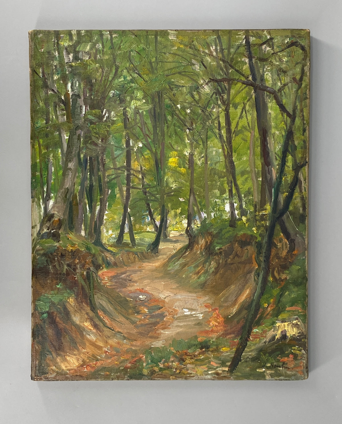 Handsigniertes Ölgemälde "Waldlandschaft" auf Leinwand von Heinrich Houben (1885–1967) aus Bonn
