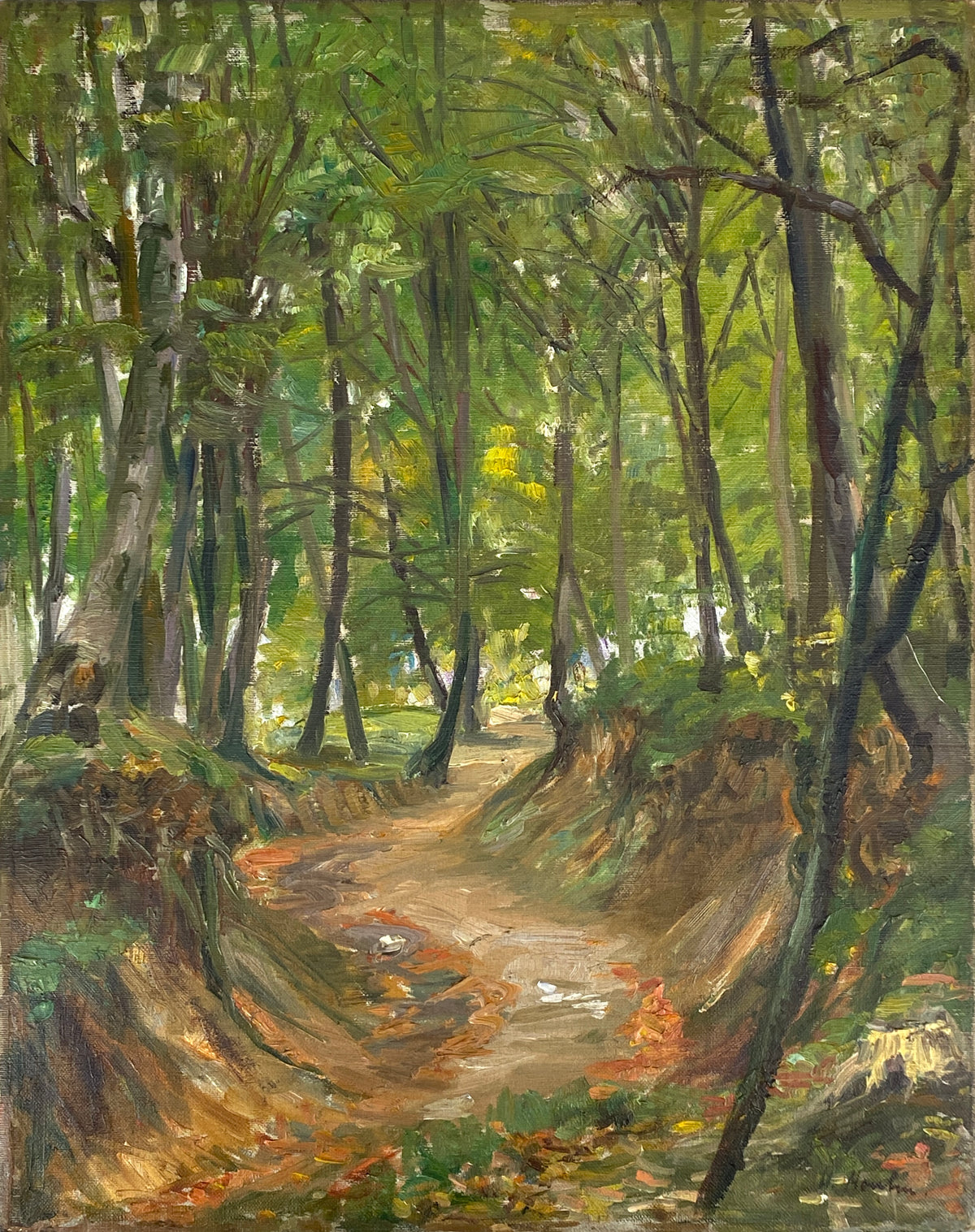 Handsigniertes Ölgemälde "Waldlandschaft" auf Leinwand von Heinrich Houben (1885–1967) aus Bonn