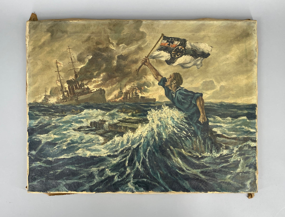 Kopie auf Leinwand nach dem berühmten Gemälde "Der letzte Mann" von Hans Bohrdt (1857–1945)