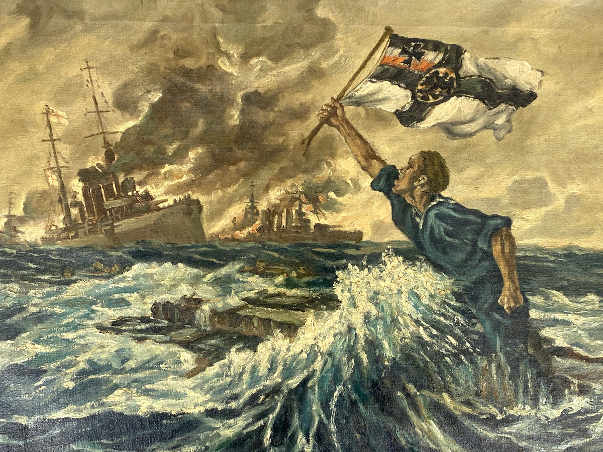 Kopie auf Leinwand nach dem berühmten Gemälde "Der letzte Mann" von Hans Bohrdt (1857–1945)