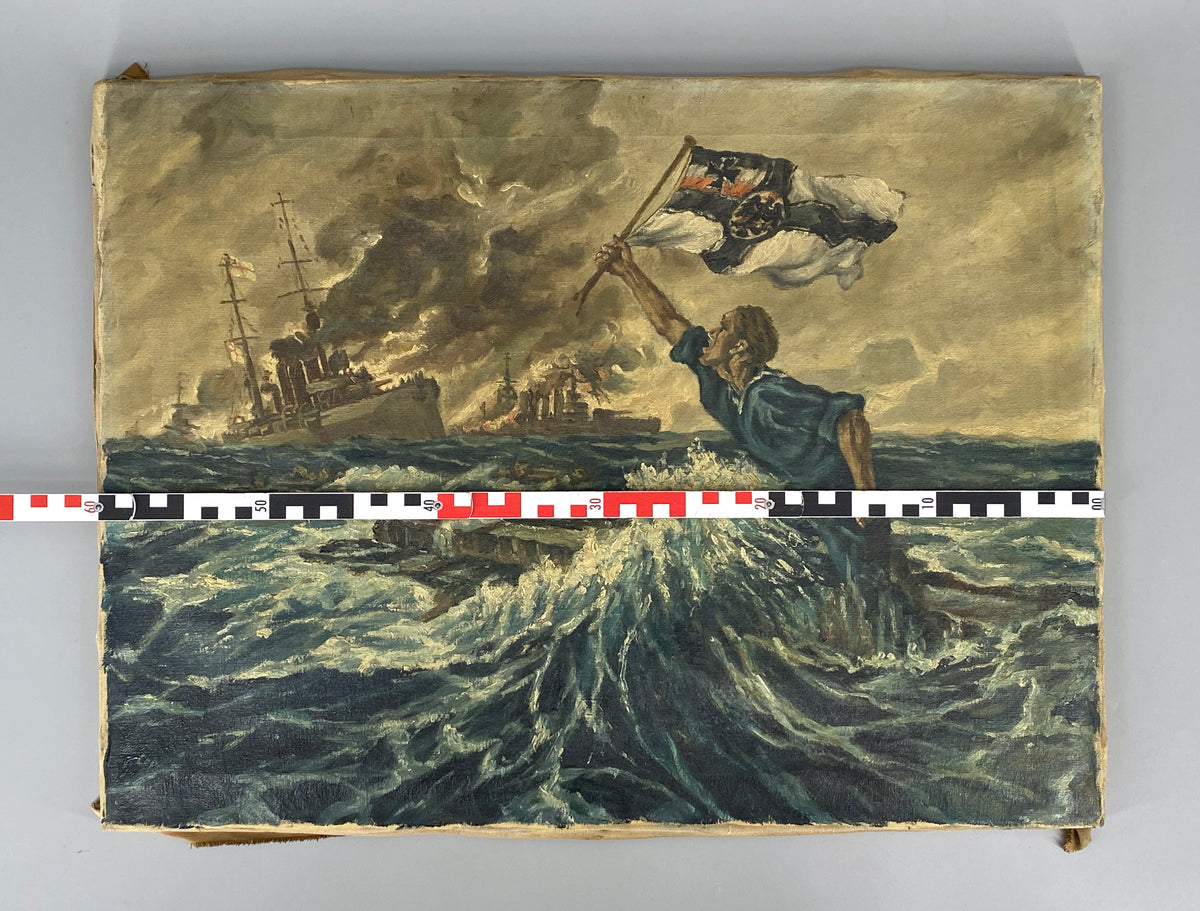 Kopie auf Leinwand nach dem berühmten Gemälde "Der letzte Mann" von Hans Bohrdt (1857–1945)