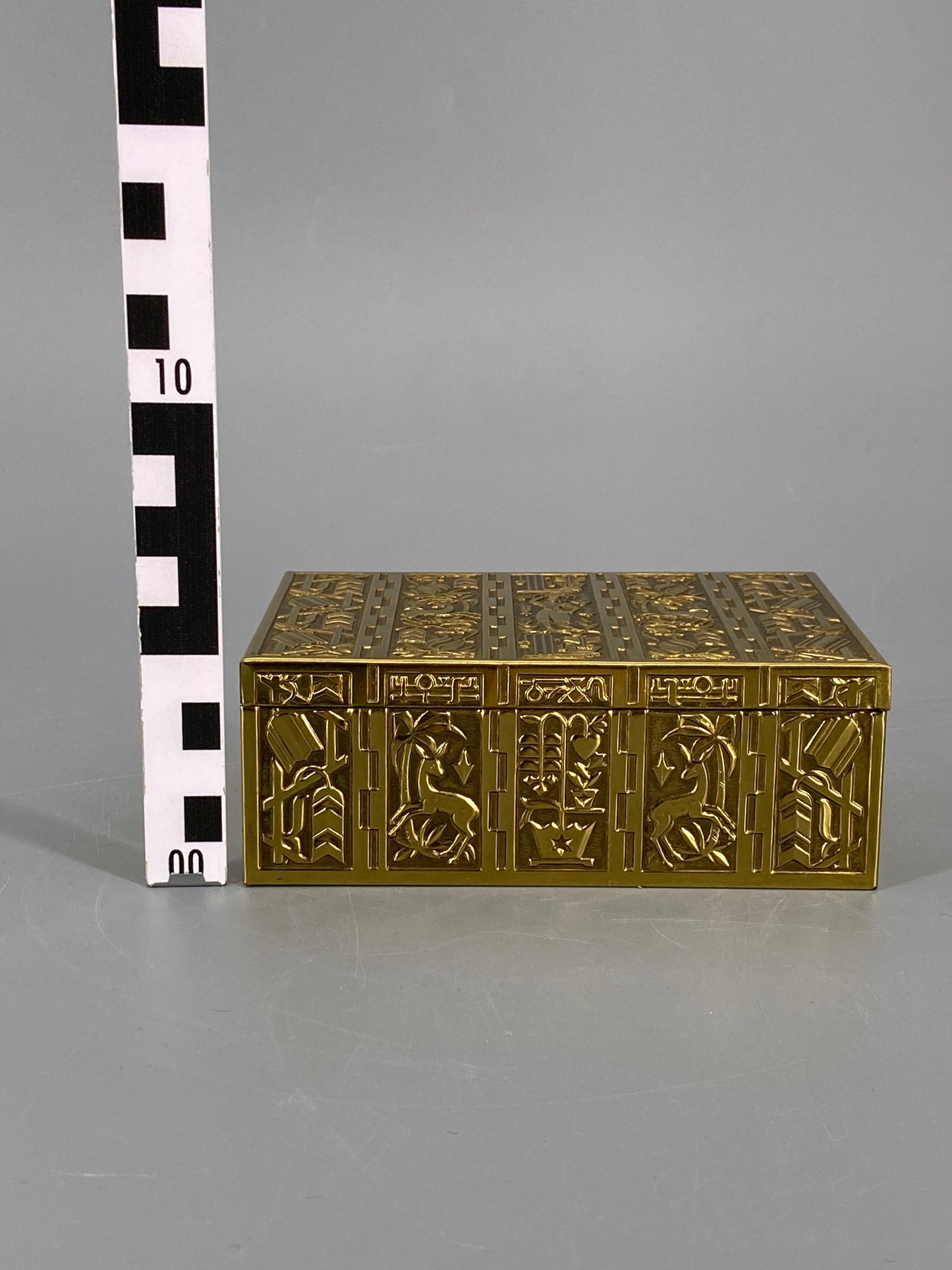 Schatulle von Eugen Schwemmle für Erhard & Söhne, aus Messing und Holz