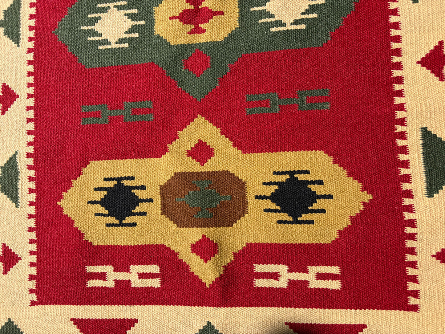 Kelim-Teppich mit farbigem, geometrischen Mustern, vermutlich aus Anatolien