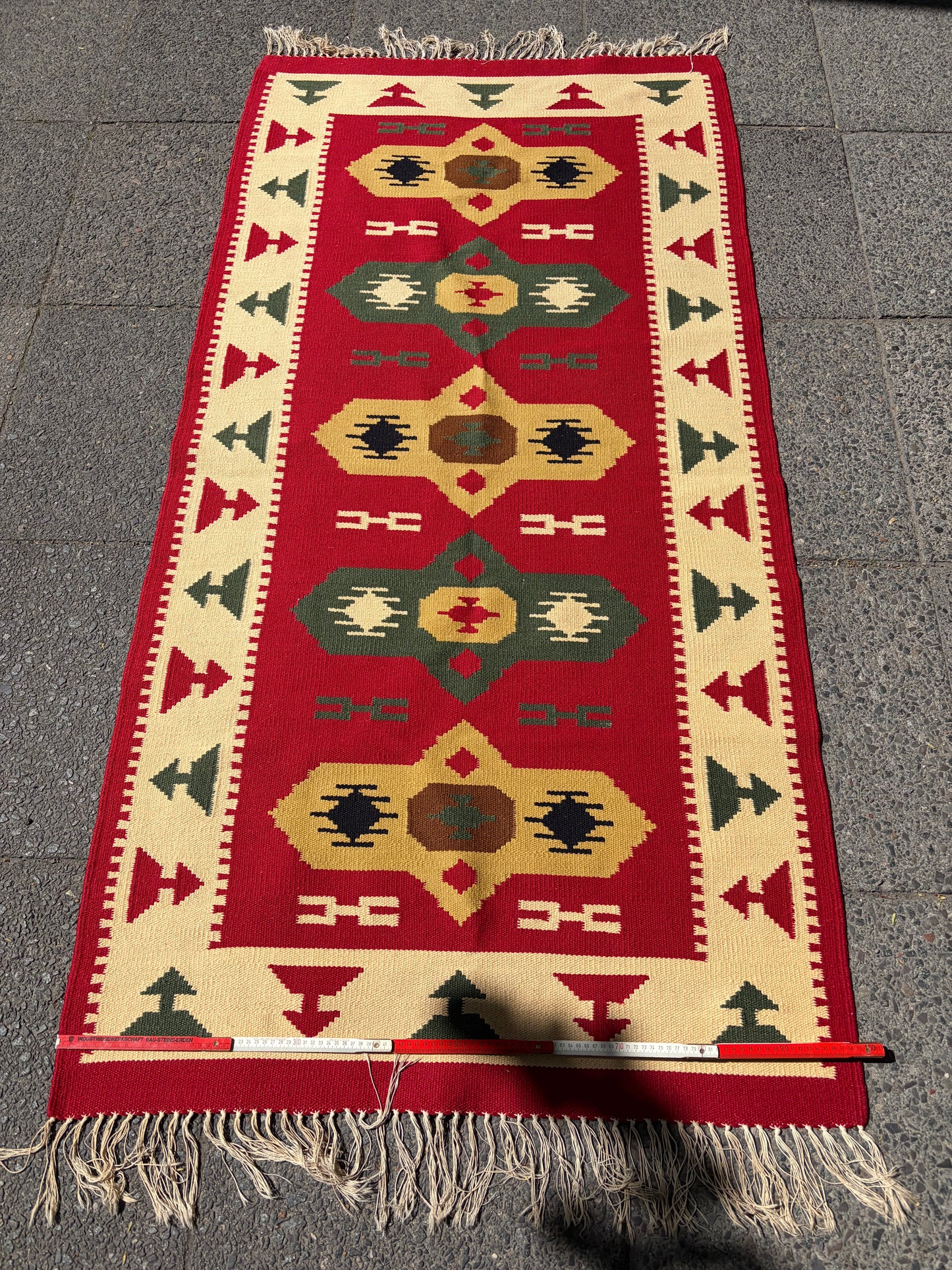 Kelim-Teppich mit farbigem, geometrischen Mustern, vermutlich aus Anatolien