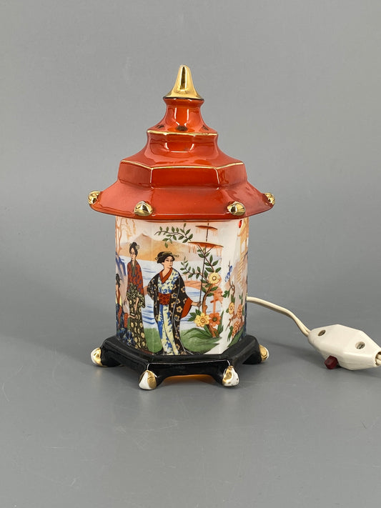 Porzellan Lampe im Stil eines Japanischen Teehaus, vintage Rauchverzehrer