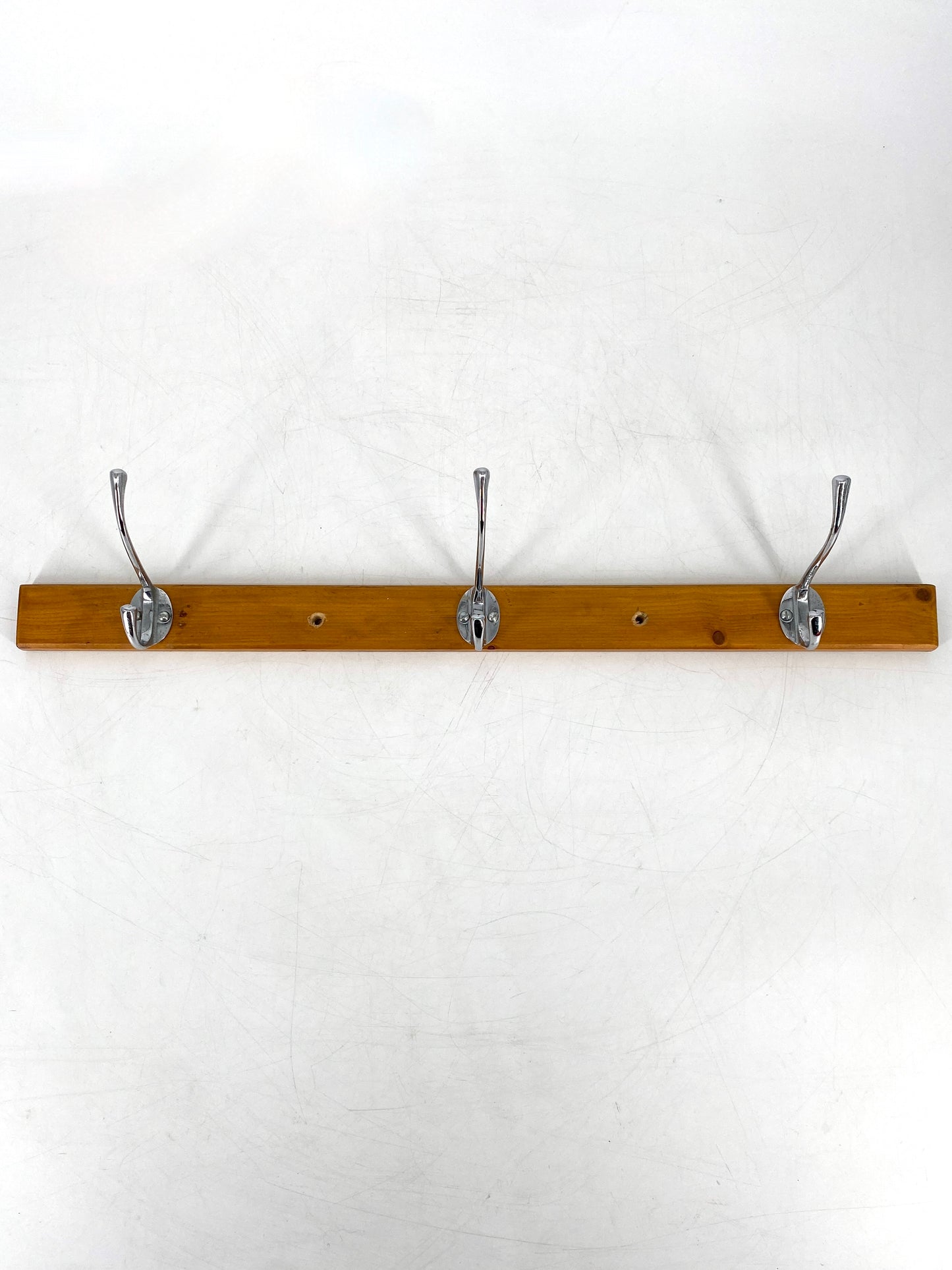 Wandgarderobe mit 3 Haken aus Holz, vintage