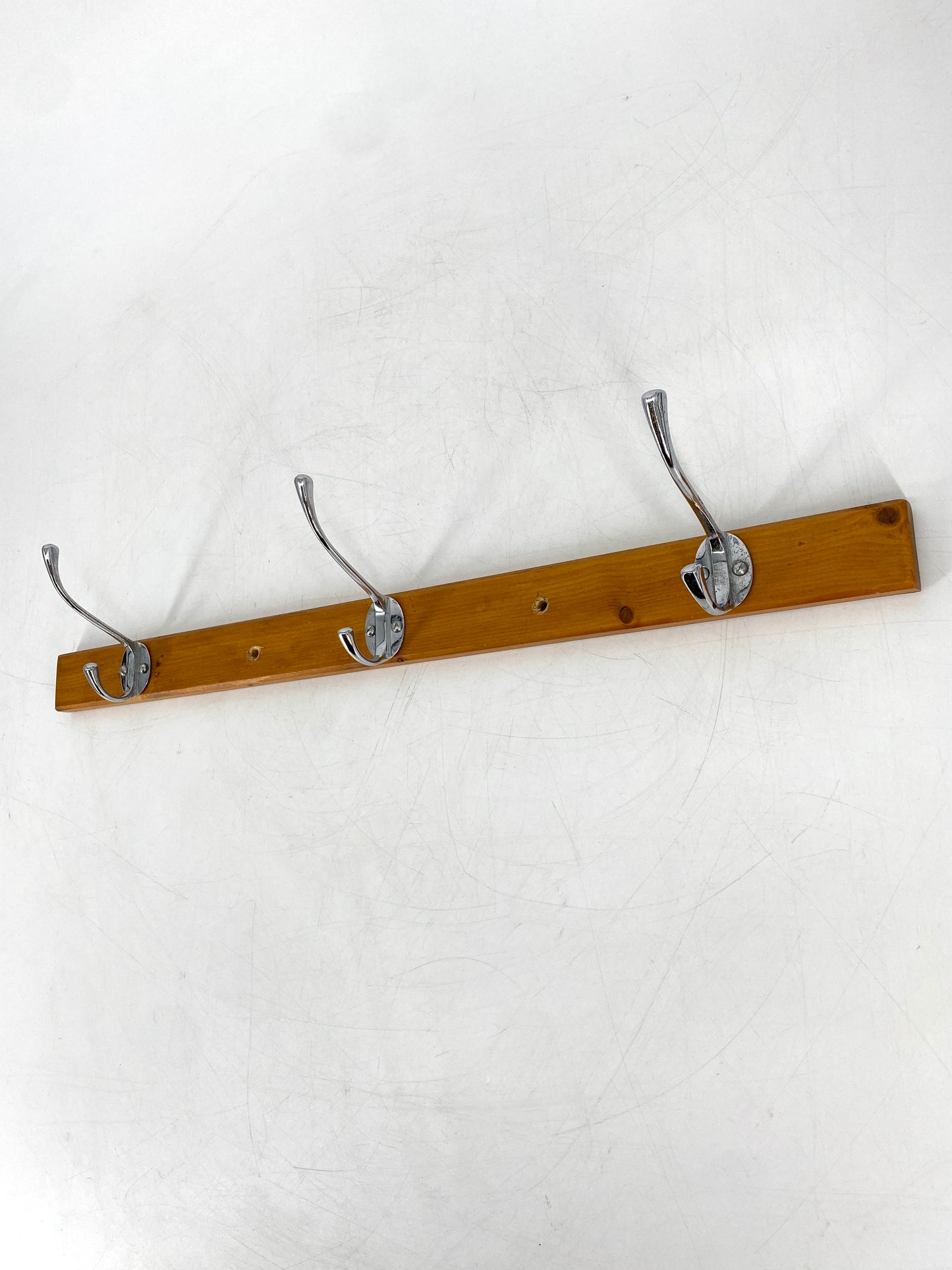 Wandgarderobe mit 3 Haken aus Holz, vintage