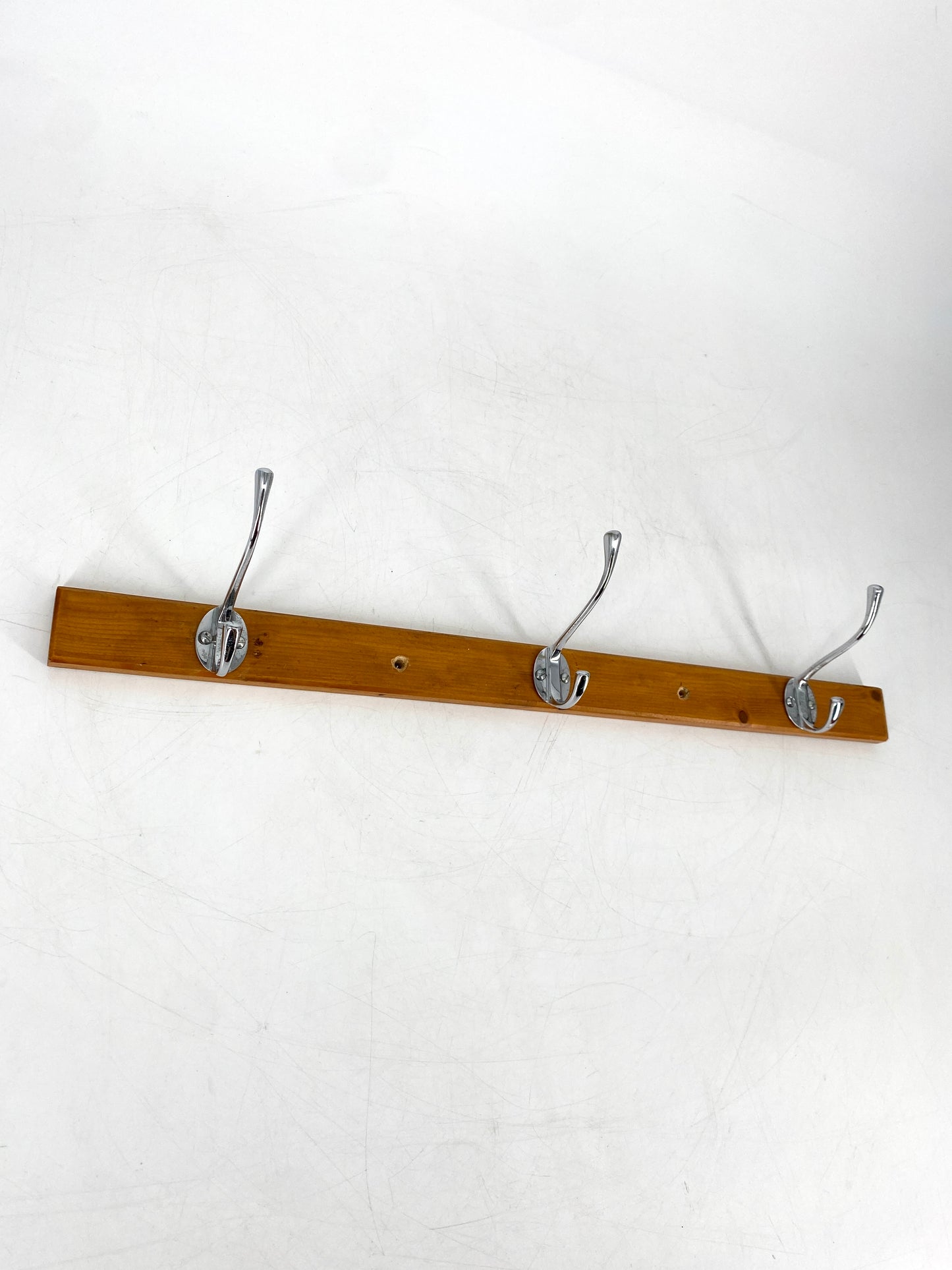 Wandgarderobe mit 3 Haken aus Holz, vintage