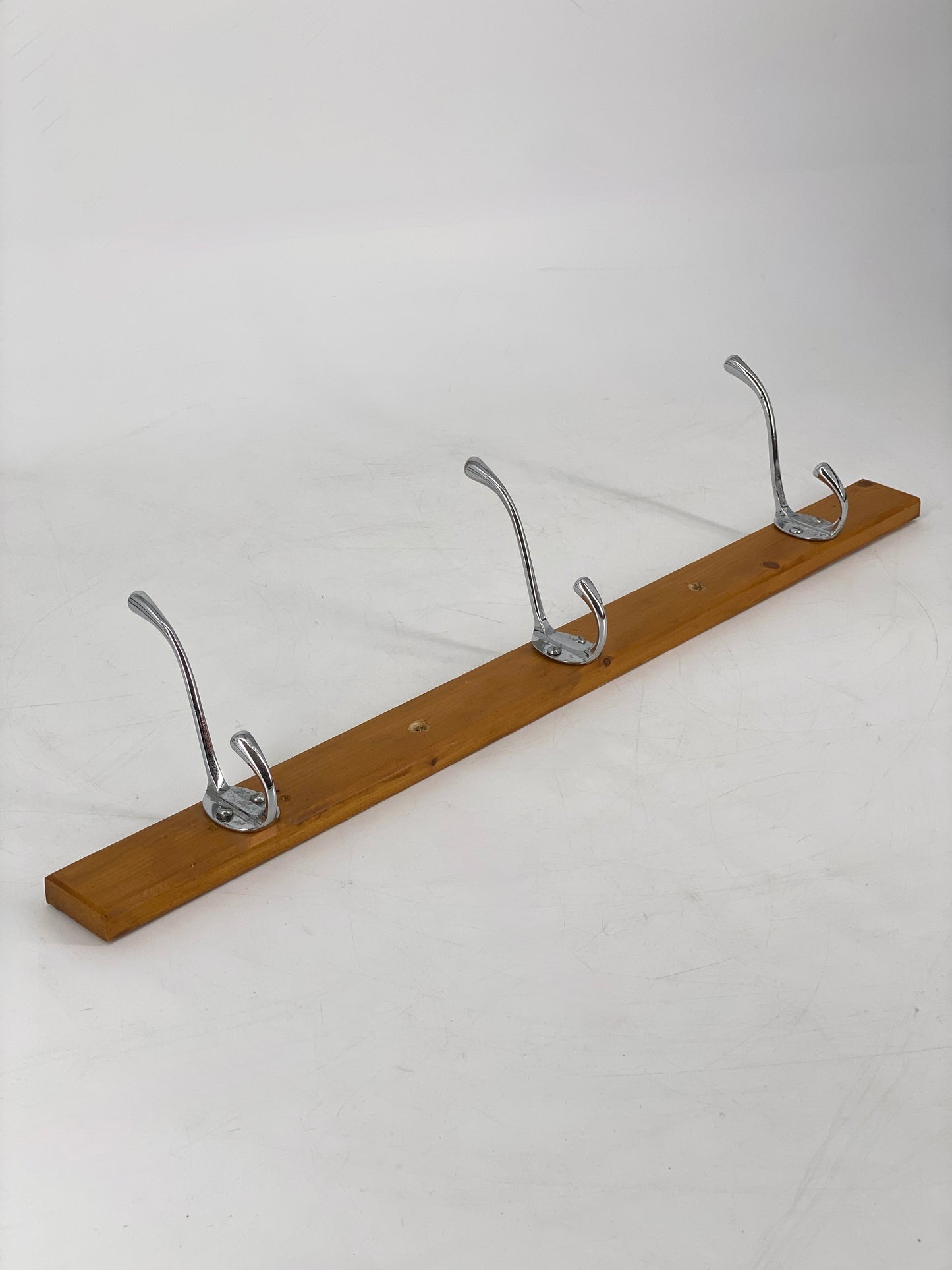 Wandgarderobe mit 3 Haken aus Holz, vintage