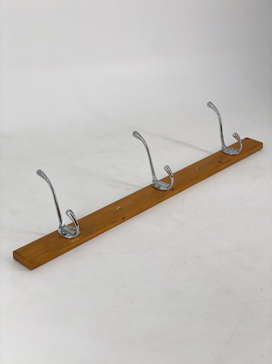 Wandgarderobe mit 3 Haken aus Holz, vintage