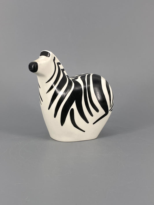 Zebra Figur aus Steinzeug von Lillemor Mannerheim bei Arabia Finnland für WWF, 80er