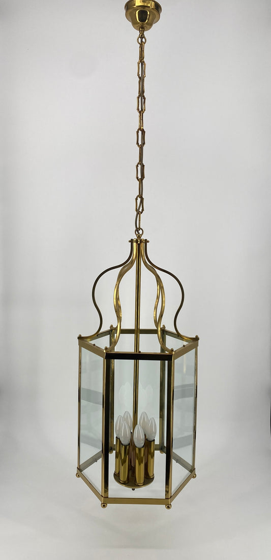 Große Messinglaterne im neoklassizistischen Stil, Frankreich 20.Jhd.