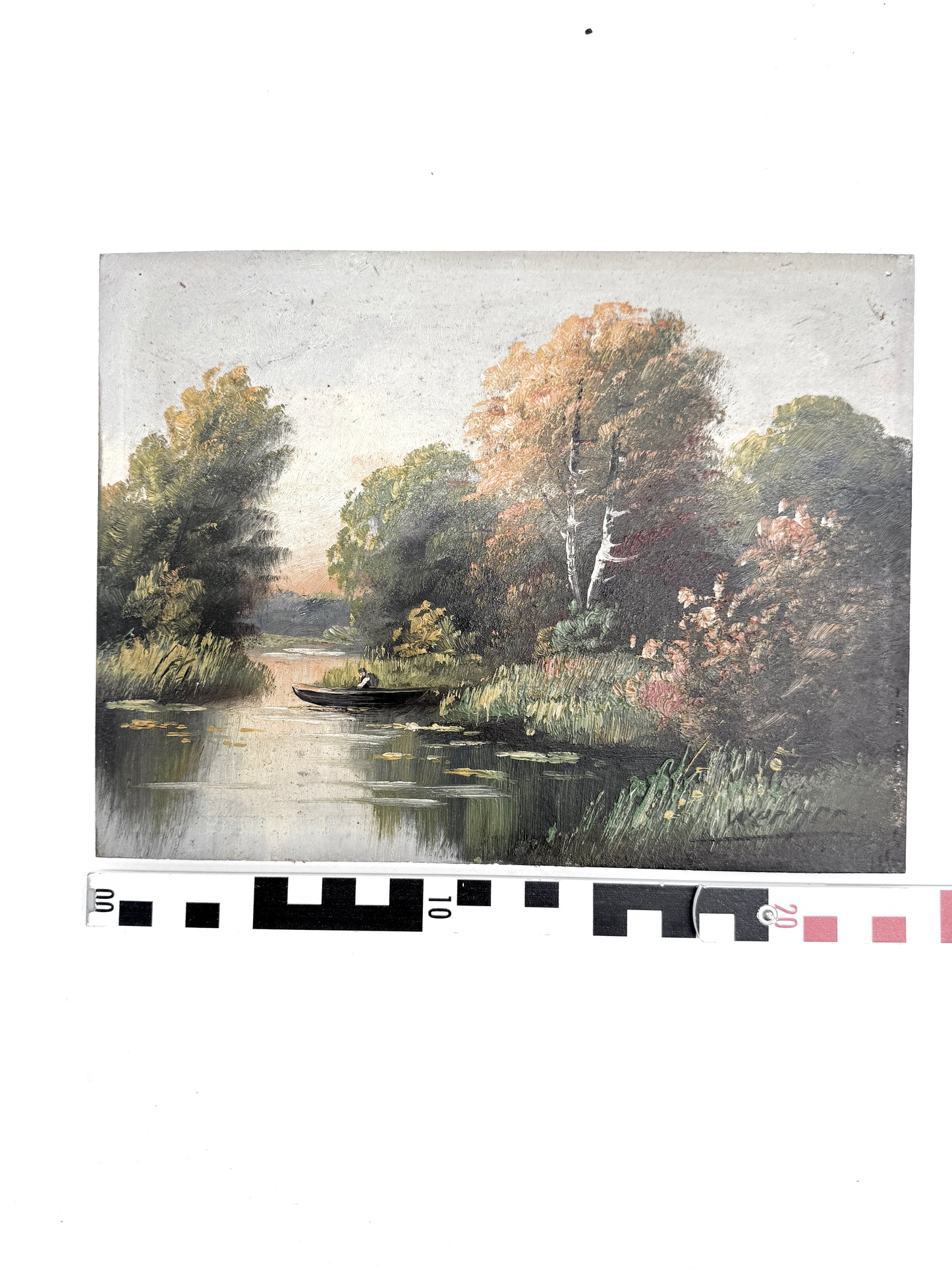 WANDBILD GEMÄLDE ÖL IDYLLE KAHN BACH HERBST WALD