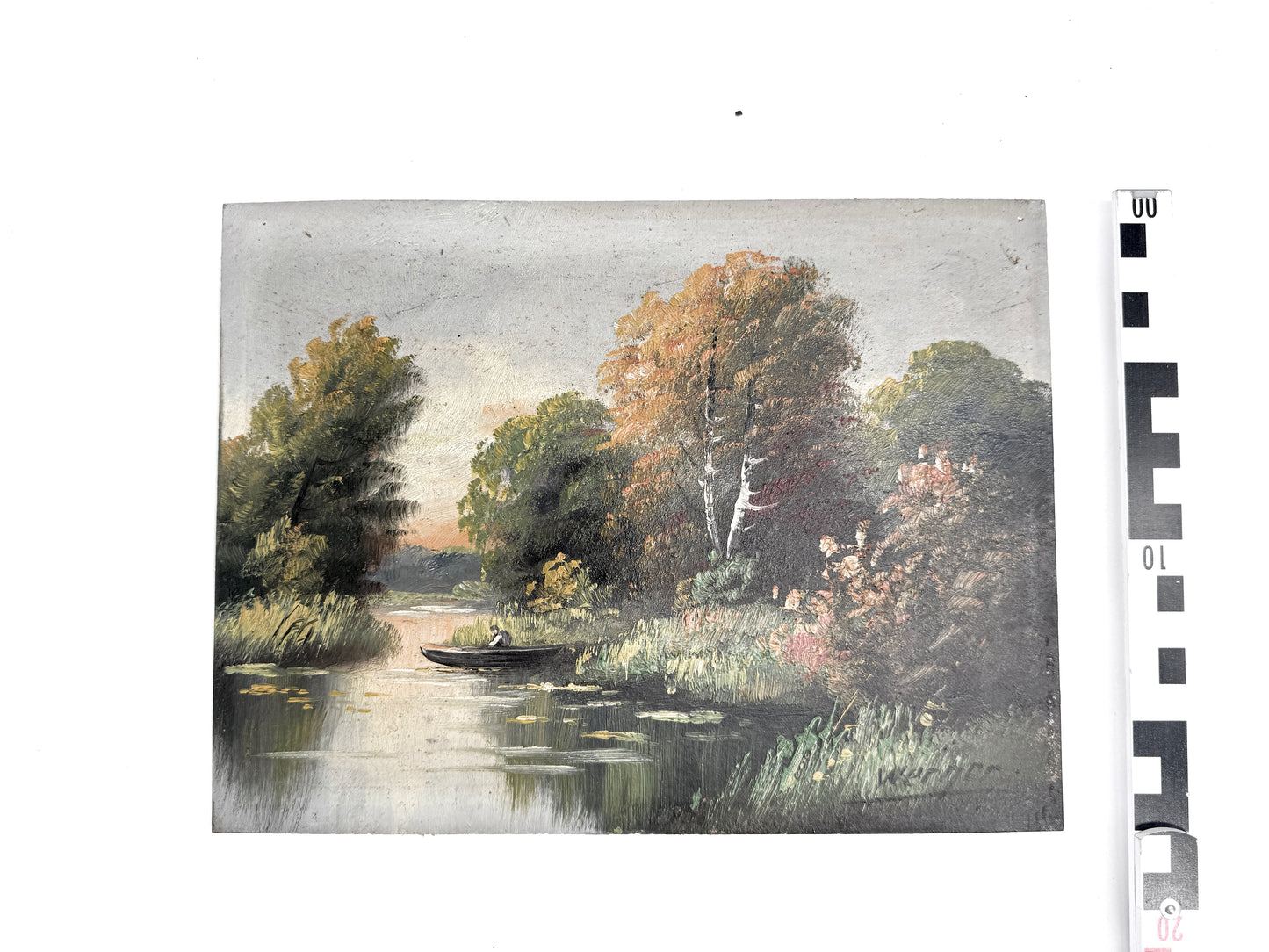 WANDBILD GEMÄLDE ÖL IDYLLE KAHN BACH HERBST WALD