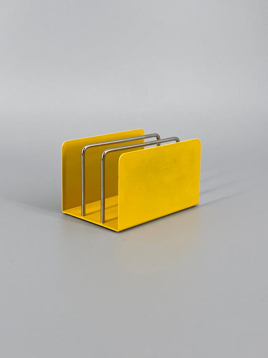 Mid Century Briefhalter aus Metall in Gelb