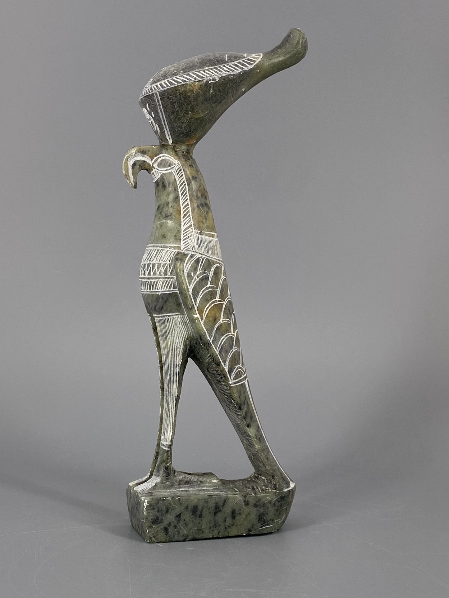 Horus Falke Skulptur aus Speckstein, graviert, Ägypten