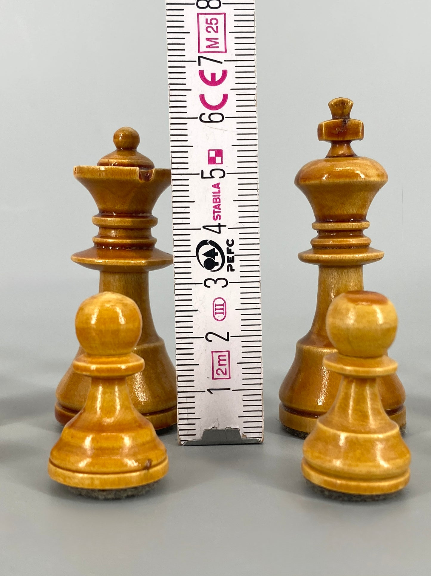 Vintage Set Schachfiguren in Schatulle, König 6,6 cm