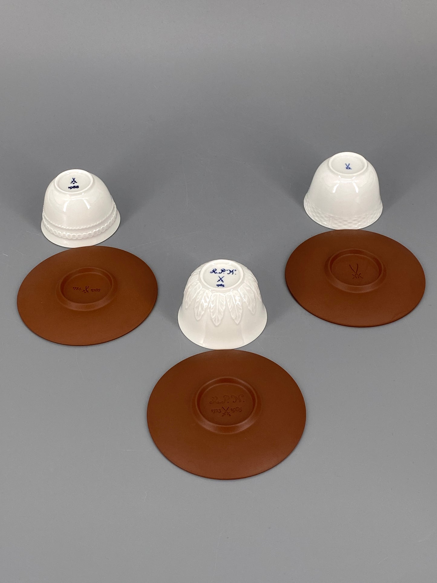 Porzellan und Steinzeug Teegedeck von Meissen und KPM, Deutschland, 1980er